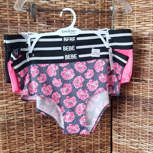 NWT bebe Underwear Panties 3 PK. Floral & Solid 2X - Picture 2 of 6